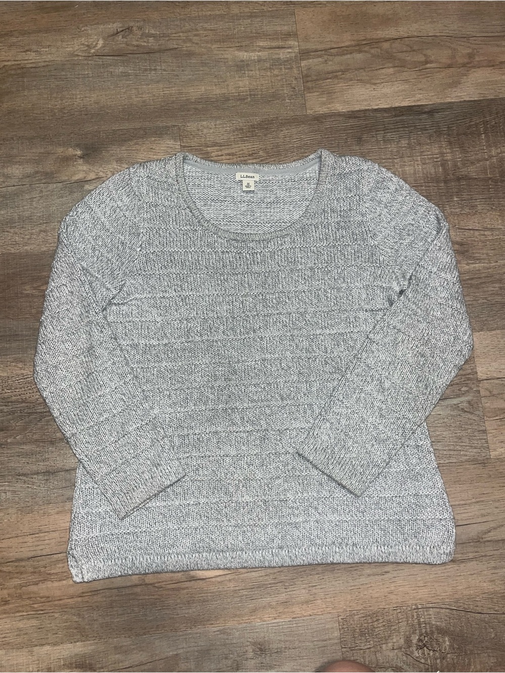 L.L. Bean 100% Cotton Women's Gray Knit Sweater - Classic Crewneck